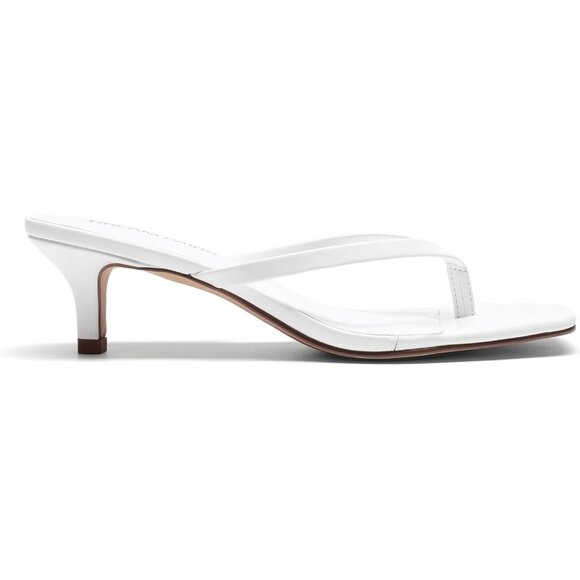 Dream Pairs Women White Faux Leather  Square Open Toe  Low Heels Sandals Shoes - Picture 2 of 8